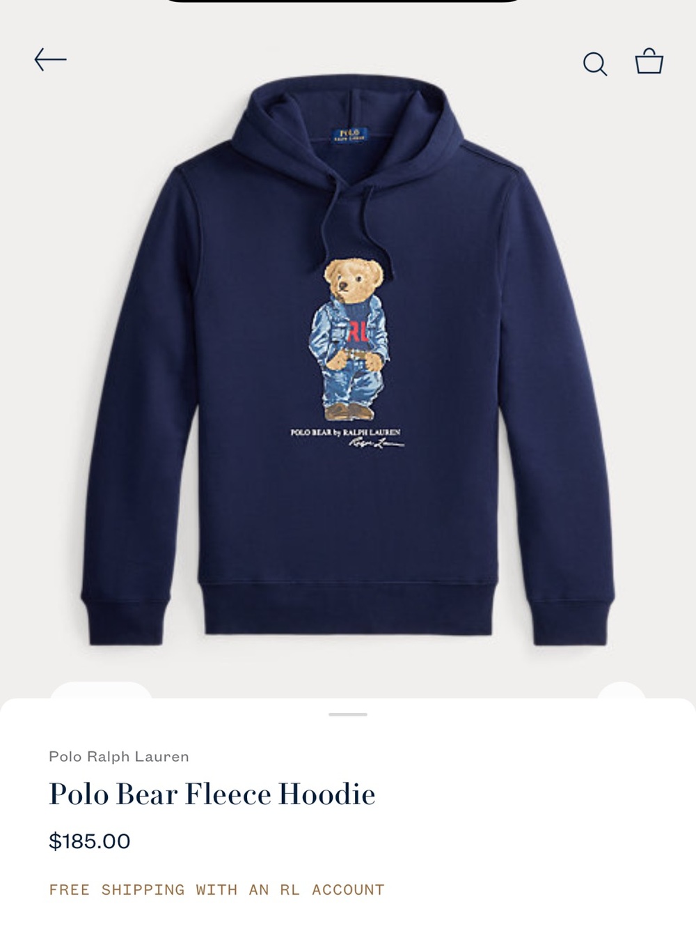 Polo by Ralph Lauren Navy Bear Graphic Crewneck Sweatshirt